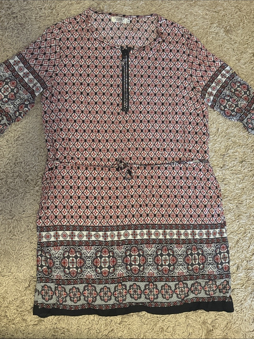 Julia Printed Zip-Front Tunic Dress